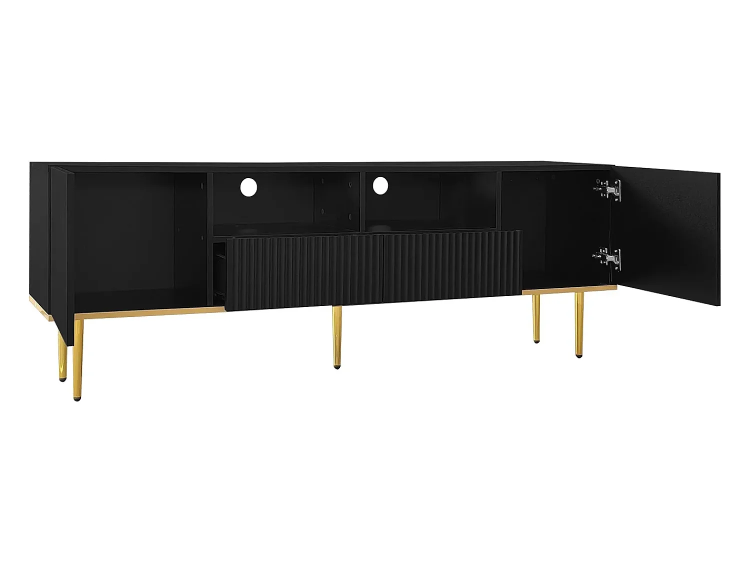 Móvel De Tv|ModernLuxe Móvel de TV moderno - com 2 portas e 2 gavetas - pés de metal - Preto