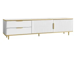 Clearance ModernLuxe Móvel de TV moderno - com 2 portas e 2 gavetas - pés de metal - Branco