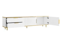 Clearance ModernLuxe Móvel de TV moderno - com 2 portas e 2 gavetas - pés de metal - Branco