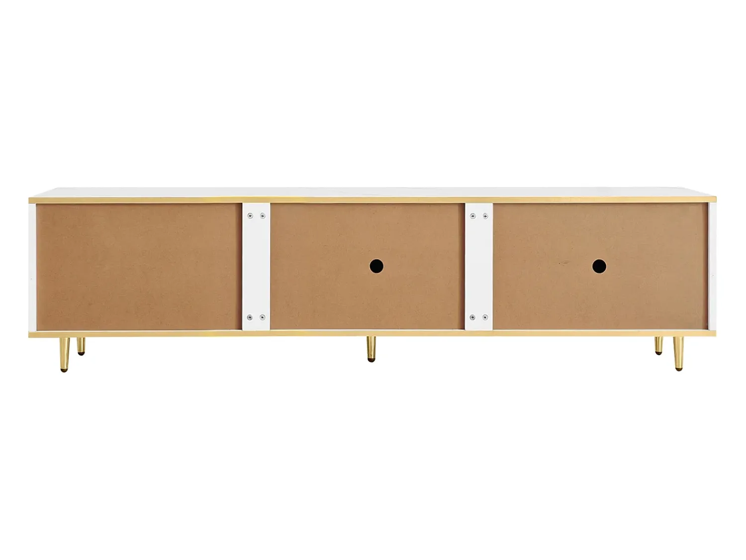 Clearance ModernLuxe Móvel de TV moderno - com 2 portas e 2 gavetas - pés de metal - Branco