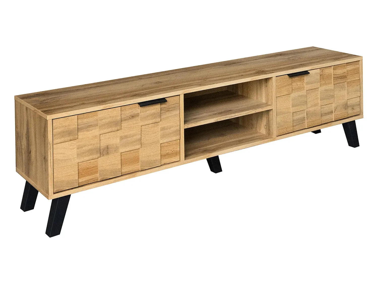 Outlet ModernLuxe Móvel de TV moderno - com 2 portas e 2 compartimentos abertos - Natural Natural claro