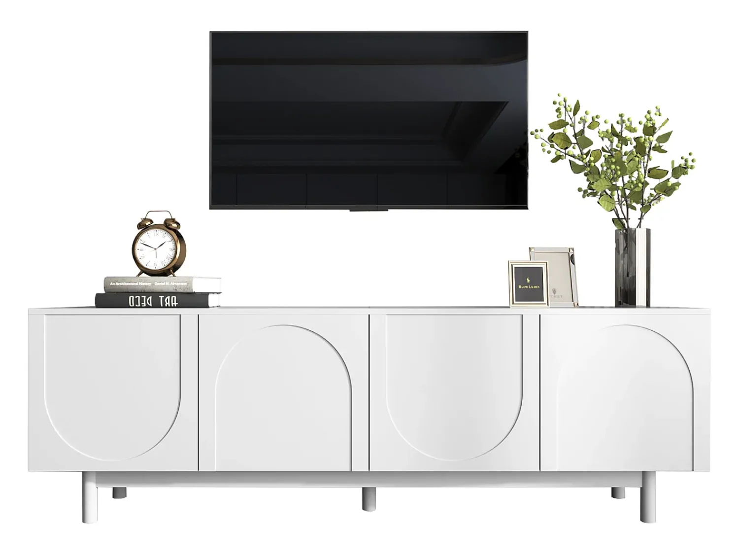 Móvel De Tv|ModernLuxe Móvel de TV moderno - com prateleiras ajustáveis - em aglomerado - Branco