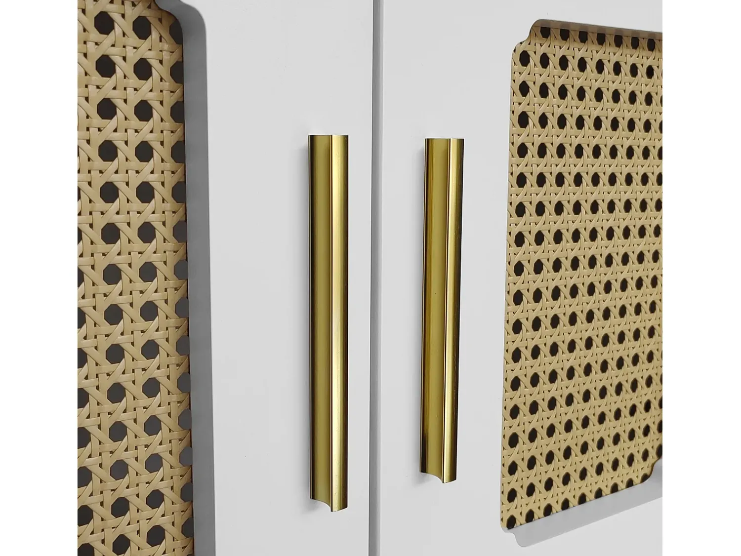 ModernLuxe Móvel de TV moderno - com portas de vime e 2 gavetas - pernas de metal -^ Móvel De Tv