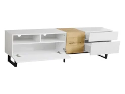 Hot Merax Móvel de TV moderno 2 gavetas, 2 compartimentos e 1 porta - 180 x 38 x 50 cm - MDF - Branco