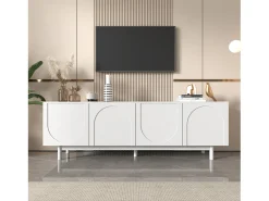 Best Móvel de TV moderno , 175 × 38 × 56 cm, com prateleiras ajustáveis, elegante e luxuoso, ideal para sala de estar. Branco