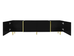 Merax Móvel de TV moderno com 4 portas - 170 x 35 x 46 cm - Madeira MDF - brilhante e dourado^ Móvel De Tv