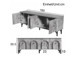 Merax Móvel de TV moderno com 4 portas - 160 x 38 x 55,5 cm - fecho suave - arrumação - aglomerado -^ Móvel De Tv