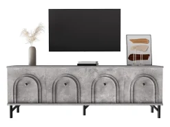 Merax Móvel de TV moderno com 4 portas - 160 x 38 x 55,5 cm - fecho suave - arrumação - aglomerado -^ Móvel De Tv