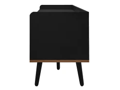 Móvel De Tv| Móvel de TV moderno com 3 portas, armário baixo com acabamento em e madeira natural, 160x39x49,5cm Preto