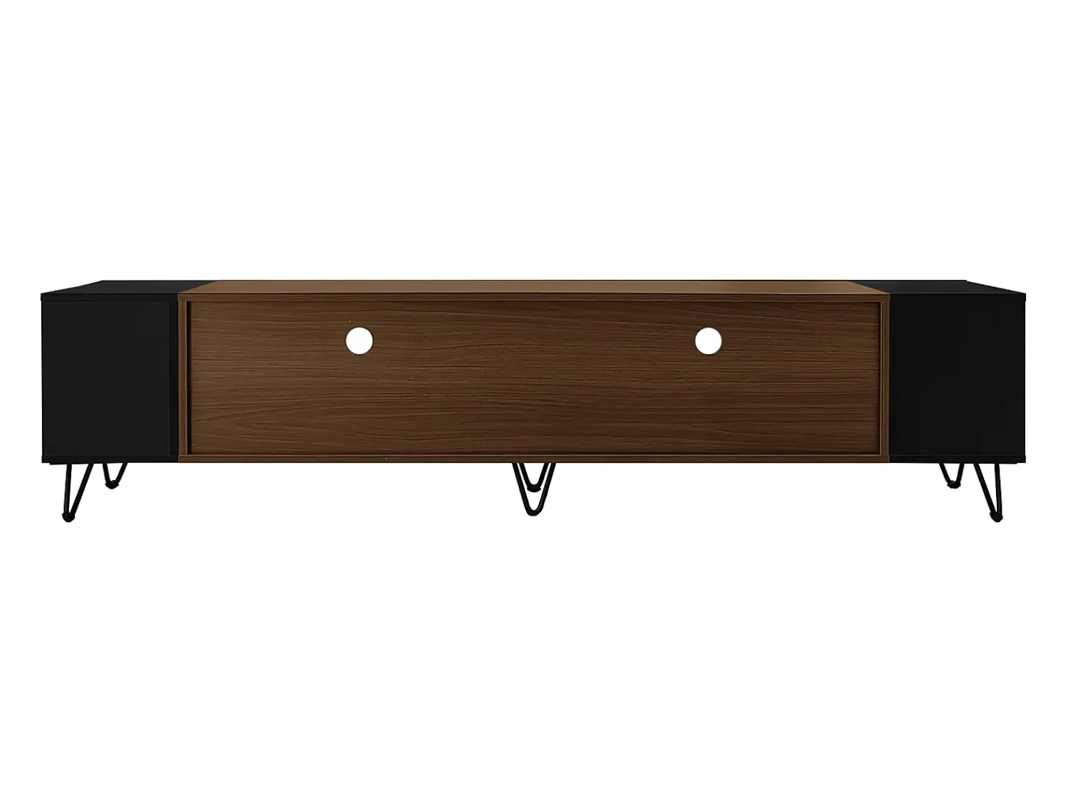 Móvel De Tv| Móvel de TV moderno com 2 portas, móvel multifuncional com espaço de armazenamento e pernas de metal Preto