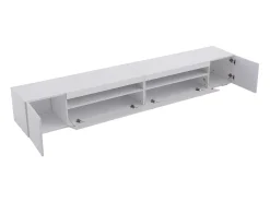 New Merax Móvel de TV moderno com 4 portas e 2 nichos - LEDs - Comprimento 240cm - Madeira MDF - Cor branca Branco