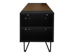 Best Móvel de TV moderno com 2 portas, espaço de armazenamento e pés de metal, 180x36x43cm, + Madeira Preto