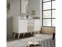 Móvel De Tv|Merax Móvel de TV moderno com 3 portas e 2 nichos - LEDs - Madeira MDF e vidro - carvalho e Branco
