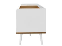 Móvel De Tv| Móvel de TV moderno com 3 portas, armário baixo em acabamento e madeira natural, 160x39x49,5cm Branco