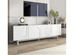 Móvel De Tv|Merax Móvel de TV moderno com 4 portas - 175x38x56cm - Aglomerado - Branco