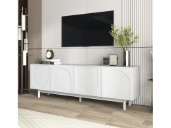 Móvel De Tv|Merax Móvel de TV moderno com 4 portas - 175x38x56cm - Aglomerado - Branco