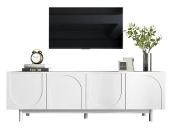 Móvel De Tv|Merax Móvel de TV moderno com 4 portas - 175x38x56cm - Aglomerado - Branco