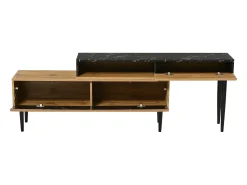 Sale Merax Móvel de TV moderno com 2 portas e 1 nicho, padrão mármore, madeira MDF e pés de ferro, cor natural Natural claro