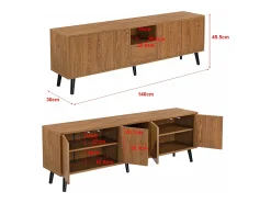 Helloshop26 Móvel de TV moderno com acabamento em madeira escura 140 x 30 x 46 cm 03_0007761^ Móvel De Tv