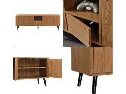 Helloshop26 Móvel de TV moderno com acabamento em madeira escura 140 x 30 x 46 cm 03_0007761^ Móvel De Tv