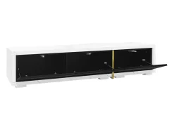 Móvel De Tv| Móvel de TV moderno com comprimento variável (140-260 cm), Móvel de TV baixo com função giratória, Preto