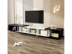 Móvel de TV moderno com comprimento variável (140-260 cm), Móvel de TV baixo com função giratória,^ Móvel De Tv