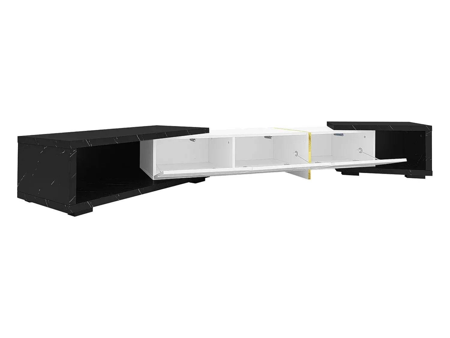 Móvel de TV moderno com comprimento variável (140-260 cm), Móvel de TV baixo com função giratória,^ Móvel De Tv