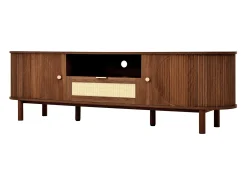 Móvel De Tv|Hauss Spole Móvel de TV moderno com gaveta em rattan e 2 portas - Pés em metal - Castanho