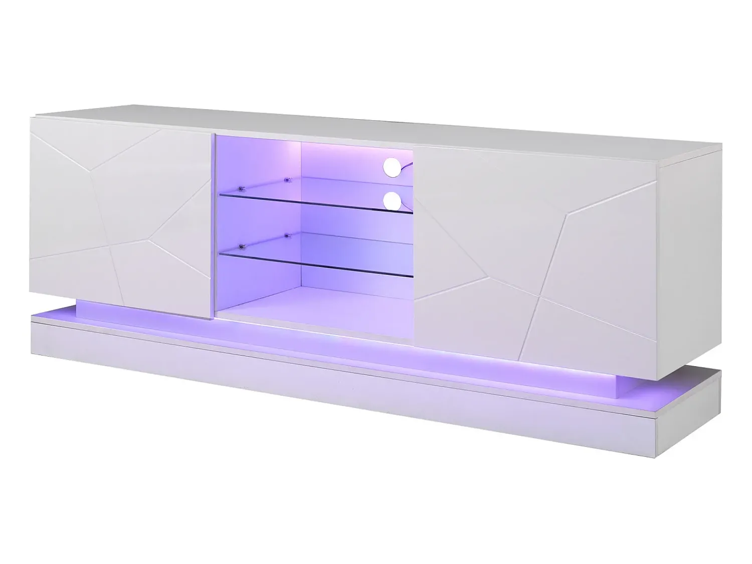 Online ModernLuxe Móvel de TV moderno com LED colorido - adequado para TV de 70" - 2 portas e 3 prateleiras - Branco
