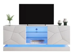 Online ModernLuxe Móvel de TV moderno com LED colorido - adequado para TV de 70" - 2 portas e 3 prateleiras - Branco