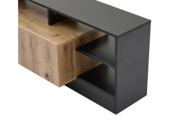Online ModernLuxe Móvel de TV moderno com LED - 2 portas e 6 compartimentos abertos - Preto e Natural Natural claro