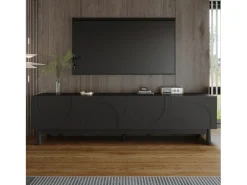 Móvel de TV moderno com prateleiras ajustáveis, perfil baixo, leve, estilo luxuoso, 175 x 38 x 56 cm,^ Móvel De Tv