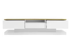 Online Móvel de TV moderno de 180 x 38 x 45 cm, com três gavetas e um compartimento aberto, com iluminação LED, . Branco