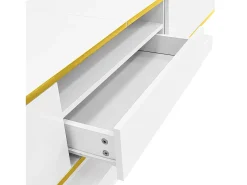 Online Móvel de TV moderno de 180 x 38 x 45 cm, com três gavetas e um compartimento aberto, com iluminação LED, . Branco