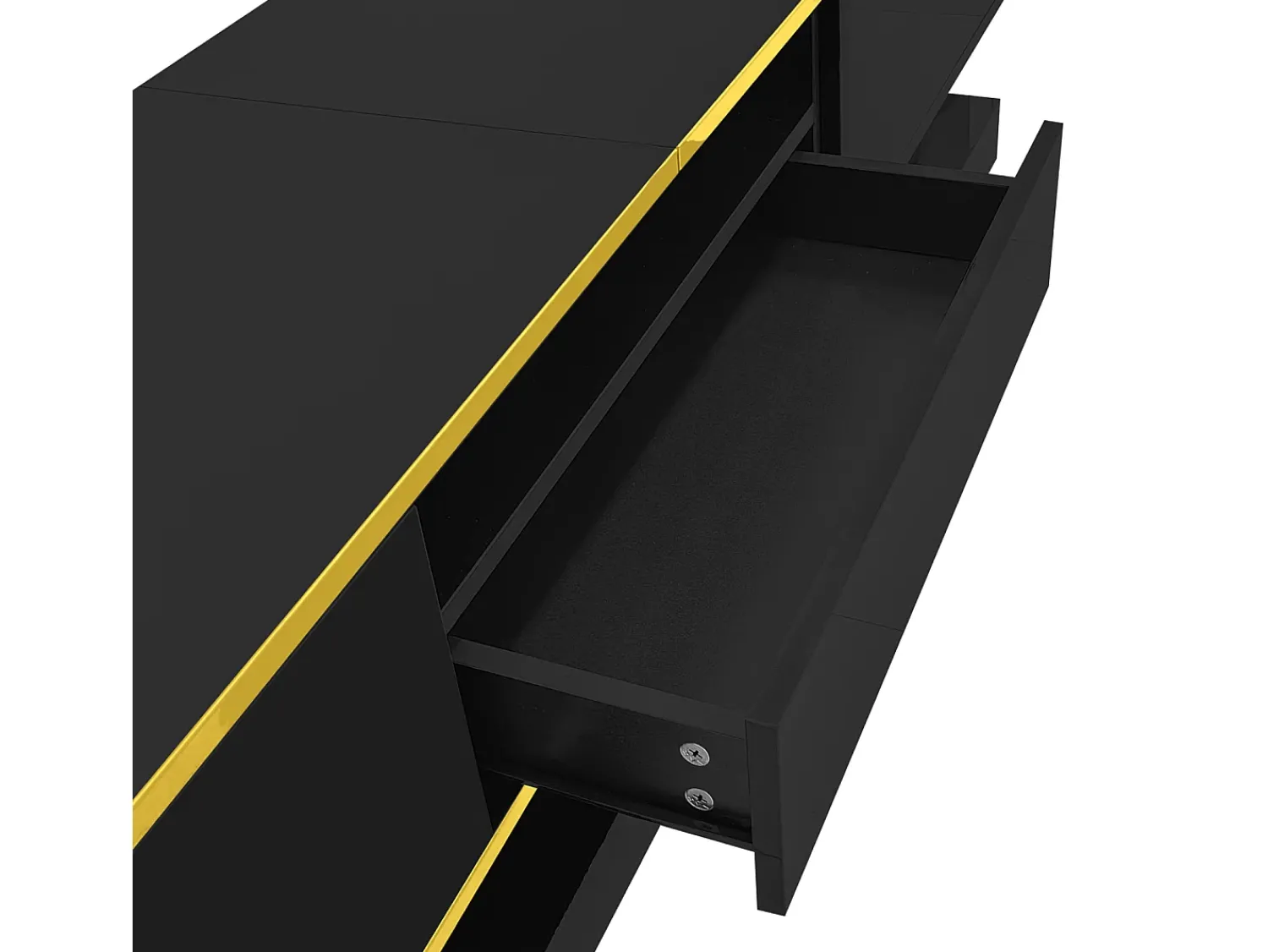 Móvel De Tv| Móvel de TV moderno de 180 x 38 x 45 cm, com três gavetas e um compartimento aberto, com iluminação LED, . Preto