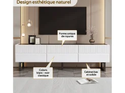 Merax Móvel de TV moderno e baixo - 170 x 35 x 47 cm - com 3 gavetas - Design clássico - MDF - e branco^ Móvel De Tv