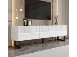 Merax Móvel de TV moderno e baixo - 170 x 35 x 47 cm - com 3 gavetas - Design clássico - MDF - e branco^ Móvel De Tv