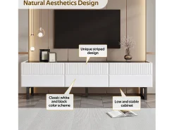 Merax Móvel de TV moderno e baixo - 170 x 35 x 47 cm - com 3 gavetas - Design clássico - MDF - e branco^ Móvel De Tv