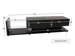 Sale Móvel de TV moderno e brilhante 170x38x36cm, divisórias em vidro e iluminação LED variável, estilo natural e rústico, Preto