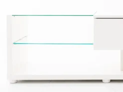 Móvel de TV moderno e brilhante 170x38x36cm, divisórias em vidro e iluminação LED variável, estilo natural e rústico,^ Móvel De Tv