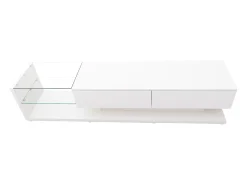 Móvel de TV moderno e brilhante 170x38x36cm, divisórias em vidro e iluminação LED variável, estilo natural e rústico,^ Móvel De Tv