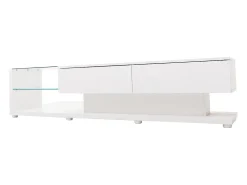 Móvel de TV moderno e brilhante 170x38x36cm, divisórias em vidro e iluminação LED variável, estilo natural e rústico,^ Móvel De Tv