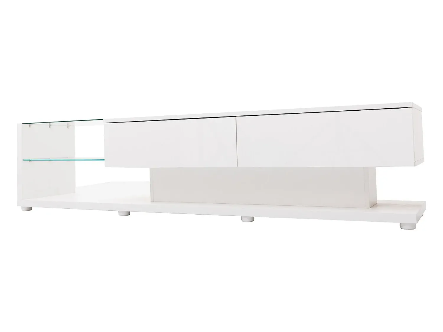 Móvel de TV moderno e brilhante 170x38x36cm, divisórias em vidro e iluminação LED variável, estilo natural e rústico,^ Móvel De Tv