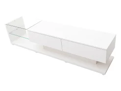 Móvel de TV moderno e brilhante 170x38x36cm, divisórias em vidro e iluminação LED variável, estilo natural e rústico,^ Móvel De Tv