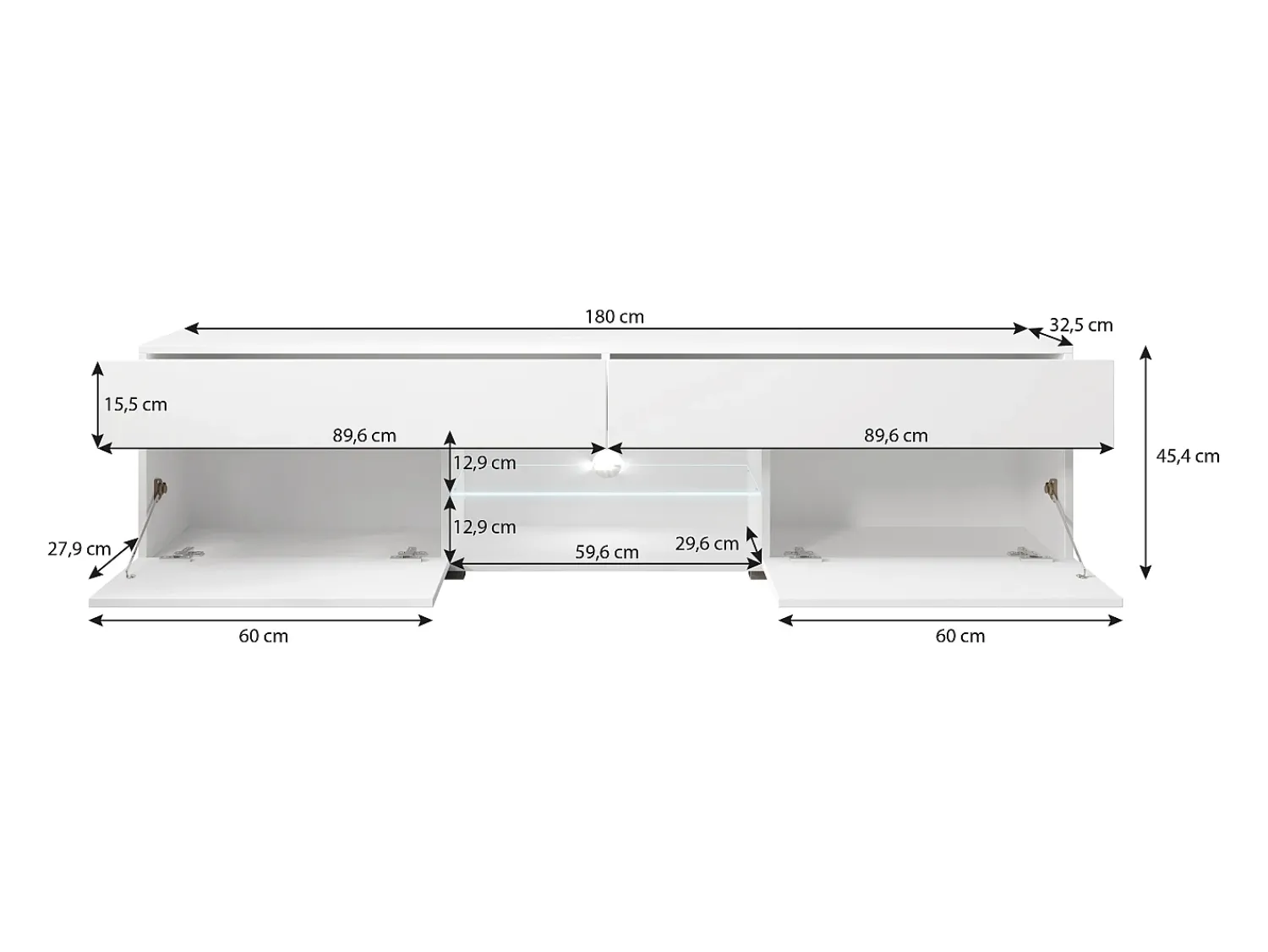 Móvel de TV moderno lowboard 180 cm para sala, mate/ brilho, de chão, com gavetas e prateleiras^ Móvel De Tv
