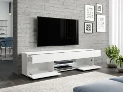 Móvel de TV moderno lowboard 180 cm para sala, mate/ brilho, de chão, com gavetas e prateleiras^ Móvel De Tv