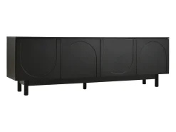 New Hauss Spole Móvel de TV moderno com 4 portas - prateleira ajustável - 175 x 38 x 56 cm Preto
