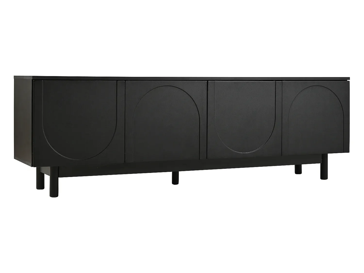 New Hauss Spole Móvel de TV moderno com 4 portas - prateleira ajustável - 175 x 38 x 56 cm Preto