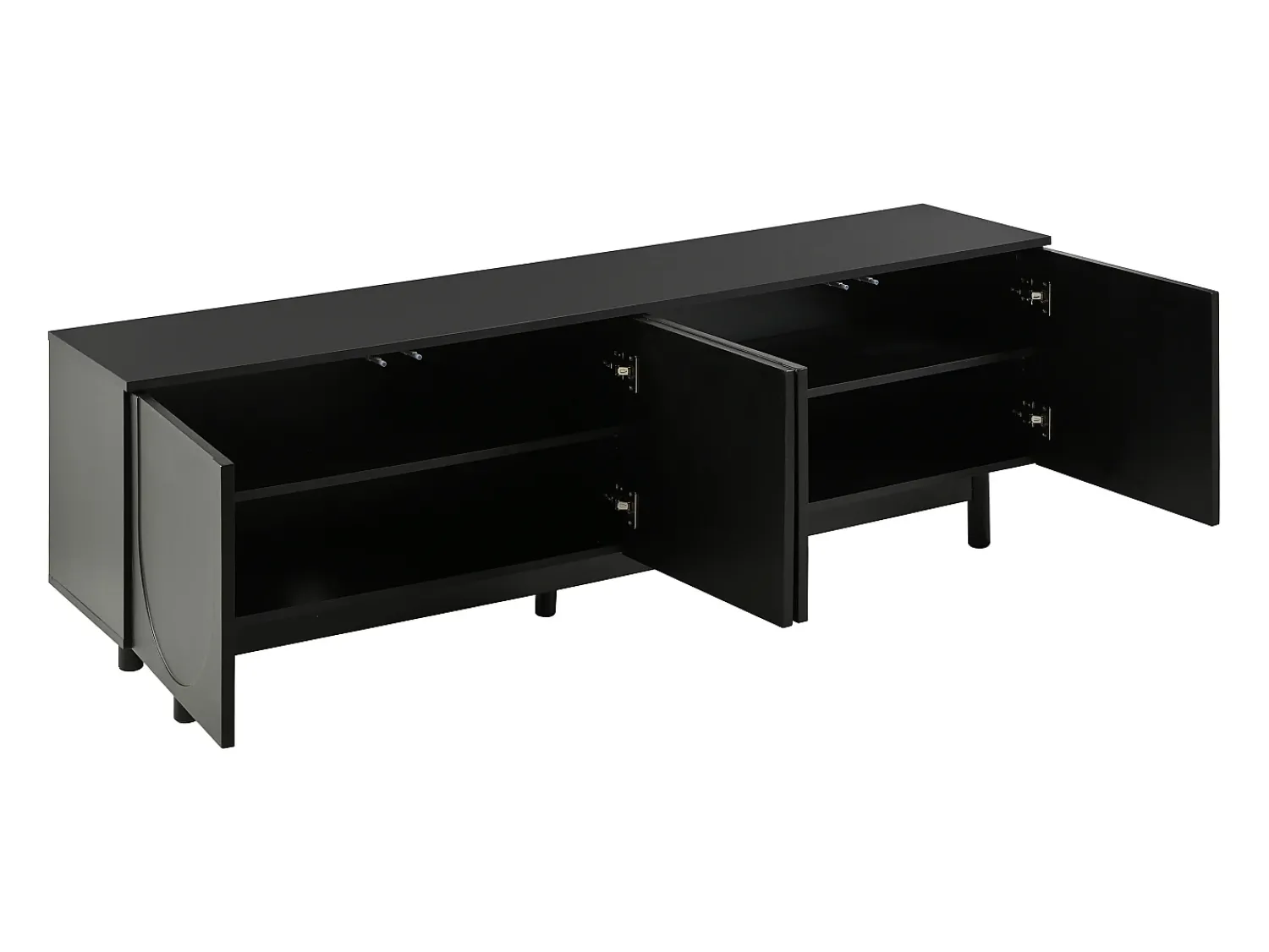 New Hauss Spole Móvel de TV moderno com 4 portas - prateleira ajustável - 175 x 38 x 56 cm Preto