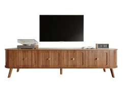 Móvel De Tv*ModernLuxe Móvel de TV moderno 180x38x47 cm - 4 portas - puxadores dourados - pés de madeira - marrom Castanho